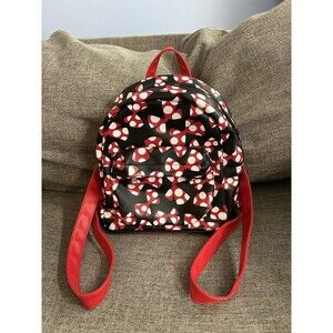 Disney Parks Minnie Mouse Mini Backpack Black Red Polka Dot Bows Adjustable